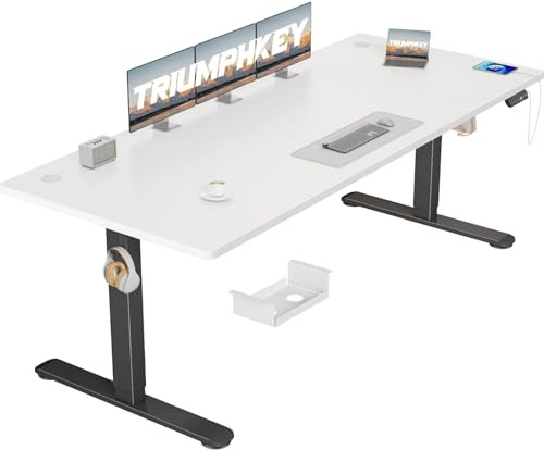 TRIUMPHKEY Höhenverstellbar Schreibtisch groß 200x80cm mit USB Ladeanschluss, 3 Memory-Steuerung Schreibtisch Höhenverstellbar Anti-Kollisions Höhenverstellbarer Tisch
