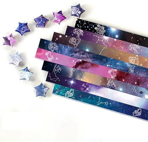 AeRko 540 Stück bunte Sternstreifen-Origami-Set Papierstreifen für Sterne Handfalten Origami DIY Geschenkpapier Haushaltsdekoration (Farbe: A)