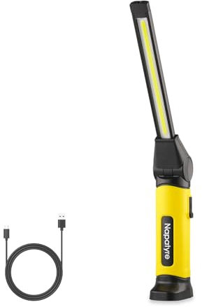 Napatyre LED Arbeitsleuchte, 4000 mAh Werkstattlampe Akku mit Magneten, 3 Lichtmod 120° Drehbar Taschenlampe LED Aufladbar, 1000LM COB Inspektionslampe für Auto Reparatur Werkstatt Camping (1 Stück)