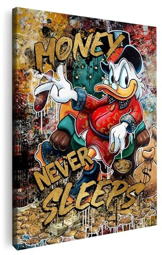 Artmazing | Dagobert Duck Bild | S-Art Bilder | Modernes Wandbild | XXL Leinwandbilder für Wohnzimmer | Deko Wandbild | XXL Bild Leinwand | Buntes Poster für Wand