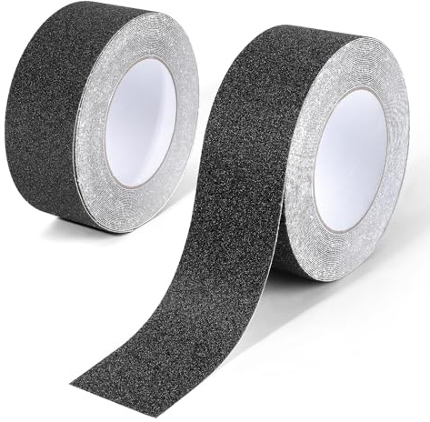 Fuutilake 2 Rollen Antirutsch Klebeband mit Selbstklebend, 50mm x 10m Reibungsband High Grip Anti-Rutsch-Klebeband, Hohe Traktion für innen- und Außenbereich Treppen, Stufen