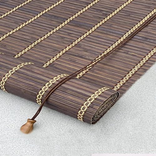 Sh000ad Retro Bambus-Rollo,Anpassbar Bambusrollo Bambus Jalousie,Raffrollo,Holzrollo,Sichtschutz,Lichtfilternde Fensterrollos Für Innen- und Außenbereich Terrasse,Breite x Höhe (70cm x 220cm)