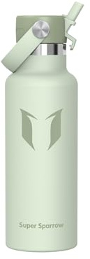 Sparrow Insulated Water Bottle Kids 500ml - FlipFlow Metal Water Bottles with Straw Lid - BPA Free - Leakproof Stainless Steel Flask for School, Sports, Travel