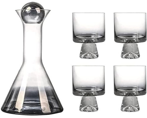 Carafe à whisky Carafe à décanter en verre cristal, ensemble de bouchons et 4 verres créatifs, carafe à liqueur for Vodka, Brandy, Bar, whisky Unique