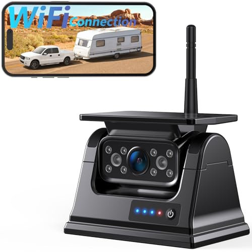 WiFi Magnetische Solar 1080P Rückfahrkamera, 10500mAh Wiederaufladbare DVR für LKW, RV, Anhänger und Auto, Nachtsicht, IP69 Wasserdicht, App für iOS und Android