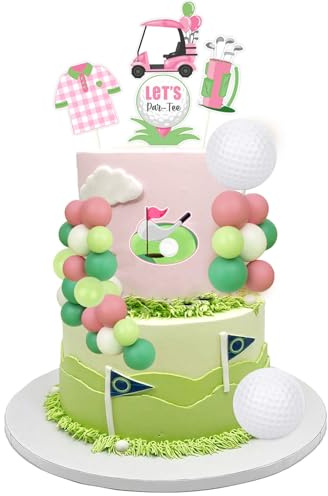 Cheereveal Golf Cake Decorations for Girls - Golf Ball Theme Cake Cupcake Figures Toppers Ball Dessert Picks, Sports Theme Birthday Baby Shower Party Photo Props
