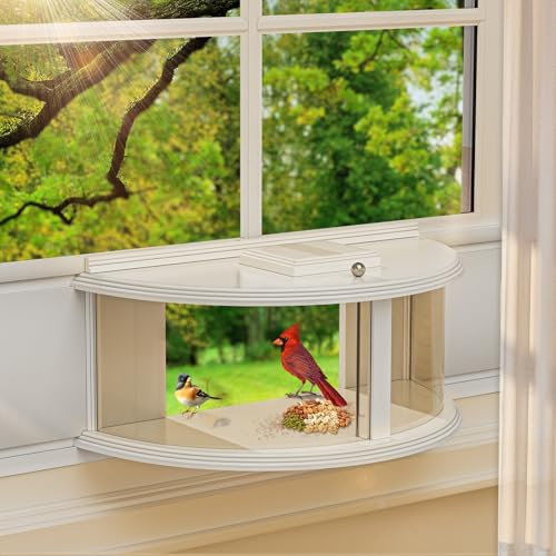 Vogelfutterstation für Fenster, 180° extra große Kapazität, klares Sichtfenster, passend für Fenster mit 78,7–104,1 cm Breite, langlebig, elegant, Fenster-Vogelfutterstation im Haus – beste Geschenke