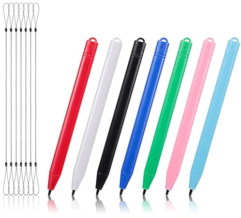 Amosfun LCD Stylus Pens 7-Pack with Lanyard – Precise Smooth Writing & Tethered Convenience for Drawing Tablets and LCD Writing Boards – for Students, Designers, Kids