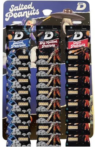 Big D Mixed Peanuts, 24 x 50g Bags (8 Salted, 8 Dry Roasted, 8 Chilli)