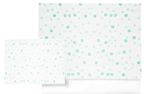 Various - Ensemble de draps pour berceau 60 x 120 cm, linge de lit pour bébé, 100 % coton extra doux lavé en Europe - (drap-housse + drap plat + taie d'oreiller) Motif lune vert/blanc