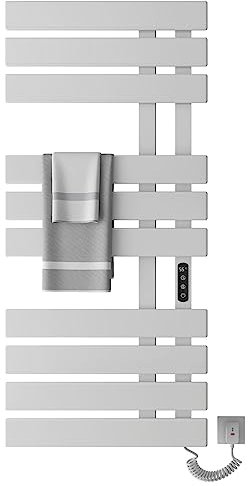 Scaldasalviette Elettrico, Portasciugamani Elettrico, Bianco Termostato WiFi Smart Scaldasalviette, 500x1100mm, 380W, per Alexa e Google Home e APP, Basso Consumo-WiFi White Right