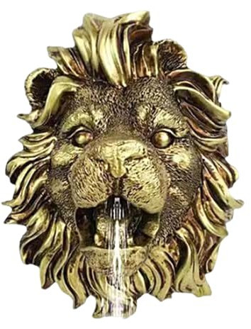 Bec de Fontaine Murale en Résine Lion - Art Mural Cascade d'Eau - Décoration de Jardin et d'Étang Extérieure