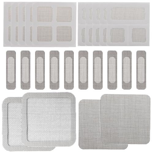 YAPKOLV 24-Teiliges Fliegengitter Reparatur Set - Fliegengitter Fenster Reparatur Klebeband - Insektenschutz Stark Selbstklebend Glasfaser - Verhindern Moskitos Insekten (Schwarz)