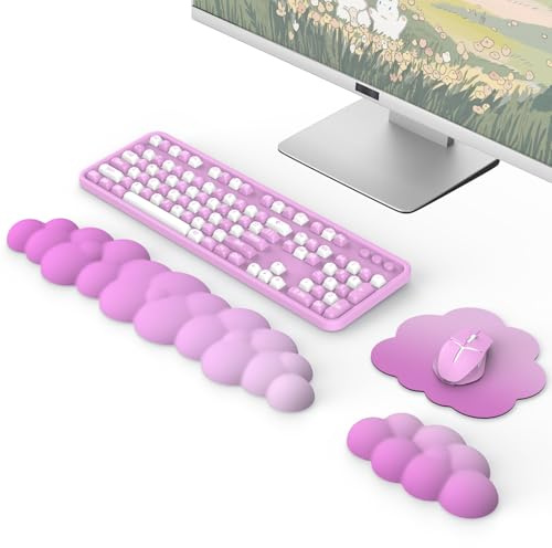 MoKo Wolken Handgelenkstütze Für Tastatur & Maus Mit Mauspad, rosa | Ergonomische Wolken Handgelenkstütze Für Tastatur Und Maus, Robuster Polyester, Für Büro, Gaming, PC Und Laptop