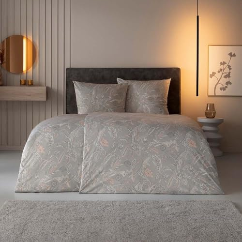 ESTELLA Biancheria da letto in jersey makò, 135 x 200 cm, Amelie Naturale, Ornamenti Paisley 6346-230