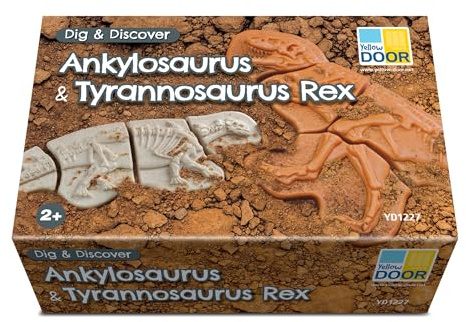 Yellow Door Dig and Discover - Ankylosaurus & Tyrannosaurus Rex | Early Education | STEM Toys | Fossil Dig Kit for Kids Age 2 3 4 5 | Dinosaur Skeleton Puzzle | Excavation Set | Outdoor Learning