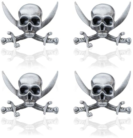 SUPERFINDINGS 4 Stück Gothic Totenkopf Brosche Punk Totenkopf Brosche Anstecknadeln Punk Stil Skelettkopf Brustnadel Legierung Totenkopf Anstecknadeln Halloween Totenkopf Ansteckers