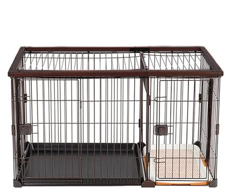 Hundebox aus Holz, Hundebox mit separater Toilette, Hundebox aus Metall, Hundebox für Möbel, einfache Schalterclips, leicht zu verwenden, leicht zusammenzubauen, geeignet für mittelgroße und