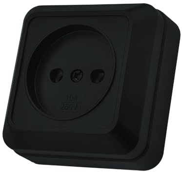 Enchufe de pared empotrado,Juego de enchufes eléctricos de pared,Enchufe de pared interior 250V AC 16A,negro Enchufe sin conexión a tierra