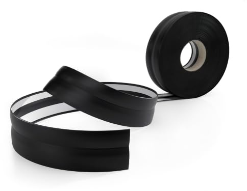 Quest Plinthe Souple Autoadhésive 32 x 23 mm Flexible - Noir, 15 m | Bande de finition PVC décorative et durable, facile à entretenir, pour salon, cuisine, salle de bain & locaux techniques