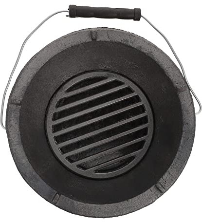 GRIRIW Brasero Plancha Extérieur en Fonte Argentée, Barbecue Polyvalent et Multifonction pour Camping et Randonnée, Ustensile Robuste pour Cuisson Charbon Style Aléatoire
