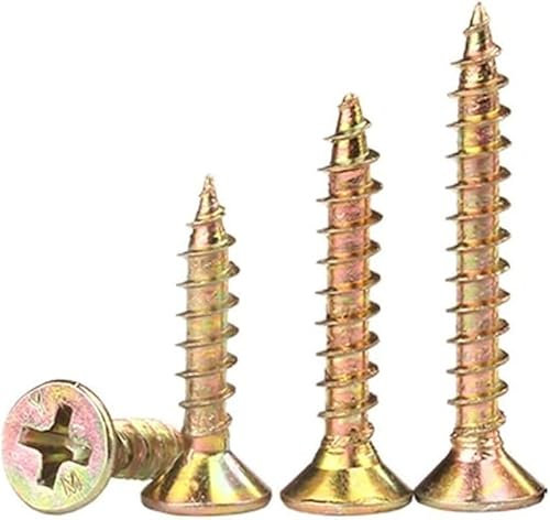 KYUEPONG Holzschrauben, Holzschraube, Blechschraube, 10 Stück/Los Kreuzschlitz Senkkopf Faserplatte Spanplatte Flachkopf Selbstschneidende Holzschraube Zinkbeschichtet M3 M3.5 M4(12mm X10pcs,M3)
