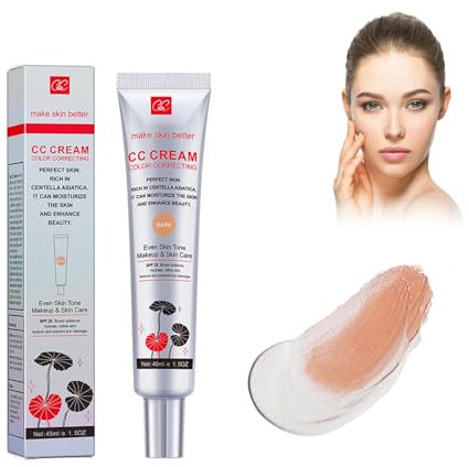 CC Crème à la Centella, CC Cream Couvrance Légère et Naturelle, SPF 25+, Multi-Purpose Skin Tone Adjusting CC Cream Concealer Full Coverage,Correcteur de Couleur de Maquillage (Dark)