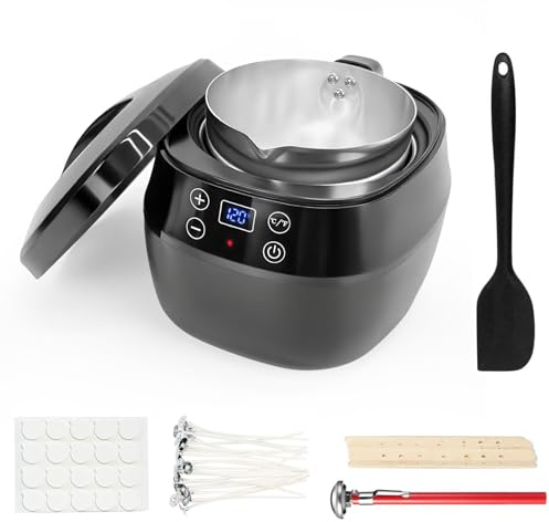 Kit de fabrication de bougies avec fondeur de cire pour adulte, fondeur de cire de bougie avec fonction d'affichage numérique, kit de bougies parfumées à faire soi-même pour adultes débutants