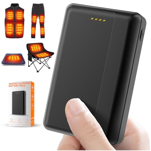 Upgraded Power Bank for Heated Gilet – 5V 2.4A 10000mAh USB Output Rechargeable Battery Pack for Heated Jackets, Vests, Coats, Trousers & Underwear with Charging Accessories