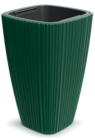 Tymar Blumentopf Hoch für Innen & Außen, Übertopf Gross, Pflanzkübel ecking mit Einsatz, Blumenkübel aus Kunststoff_ORO Quadrat (40x40 cm/H=60 cm; Grün)