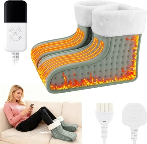 Scaldapiedi Elettrico, Separato Scalda Piedi casa Elettrico con(30 °C-70 °C) Temperature (10-90 minutos) Timer, Cuscino Scaldapiedi Lavabile per Donna Uomo, Scalda Gambe da Ufficio