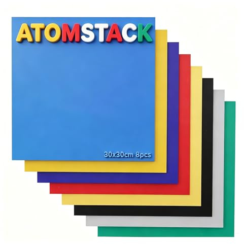 ATOMSTACK 8 Pack Paint-free Coloured Plywood Sheets Cut to Size 3x300x300 mm Wood (Multicolor)