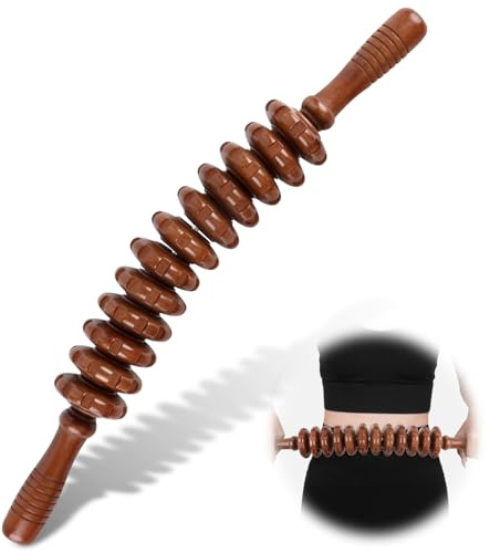 Premium Faszienrolle Faszienstab Holz, Anti Cellulite Massageroller Lymphdrainage für Körperformung & Muskelentspannung