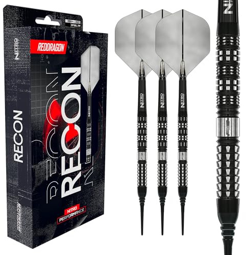 RED DRAGON Darts - Recon Serie Dart Pfeile - 18g Fass/ 20g Vollgewicht Weiche Spitze Parallel Dart Set - 90% Tungsten Profi Dartpfeile - Nitro Flite Integrierter Flug/Schacht, Dartflüge & Dartschäfte