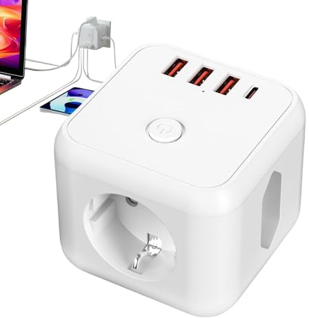 DAWCBVJQ Adaptador Eléctrico De Enchufes Múltiples | Cargador Ligero con 3 Puertos USB | 3 Tomas De Corriente Multiconector - para Hogar Oficina Viajes Familiares Amigos Colegas