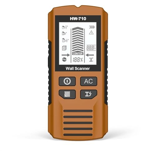 Rilevatore Tubi e Cavi Elettrici, Rilevatore di montanti 6 in 1, scanner da parete, rilevatore elettronico(Oranje)