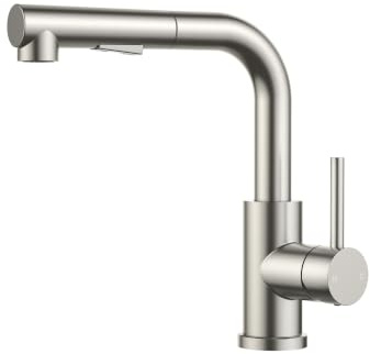FORIOUS Robinet Cuisine, Mitigeur Cuisine Extractible avec Douchette, Robinet d'évier, Mitigeur en Acier Inoxydable en Forme de L, 2 Modes, Rotation 360°, Hauteur du Bec 210mm