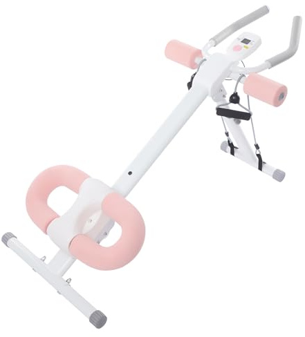 Donened - Ab Machine, Height Abs Workout Equipment, Foldable Ab Trainer Machine with LCD, for Abs Workout at Home Gym, 114 x 50.5 x 54-70 cm (Pink)