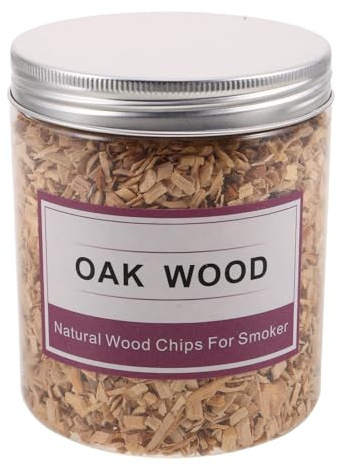 Veemoon Virutas de Madera de Roble para Ahumador de Cocina y Barbacoa, Aromatizadas para Cócteles, 130-140g, Tamaño Mediano, Ideales para Barbacoas al Aire Libre de Alimentos