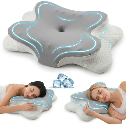TOOHUB Cervical Neck Pillow, Cervical Pillow for Neck and Shoulder Pain,Memory Foam, Butterfly Ergonomic Pillow with Removable Washable Pillowcase for Side Back Stomach Sleepers