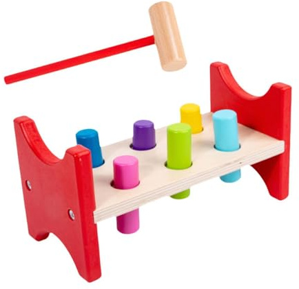 KTUXZCI Interaktives Holzhammer Spielzeug fördert die Koordination und Feinmotorik durch spannendes Spielen mit dem Holzhammer (Pfahlrammen). , Rechteck