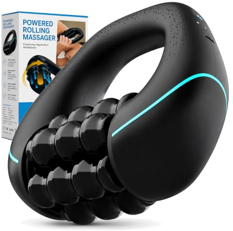 Elektrische Handmassagegeräte - Marvixor Massageroller mit 24 Massageköpfen, USB Handmassagegerät mit 3 Stufen, Schulter Massagegerät für Rücken Beine Nacken Muskelentspannung (Schwarz)