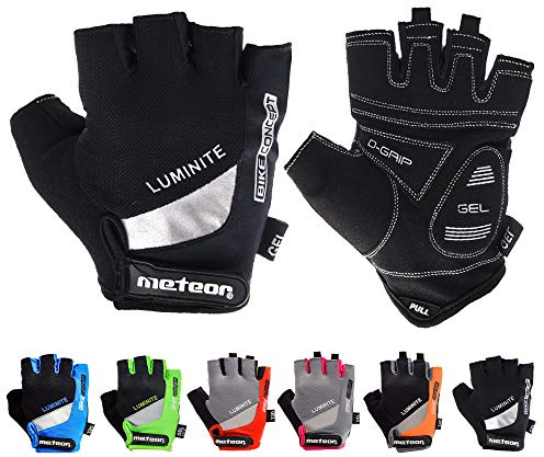 meteor Cykelhandskar Gym Anti Slip Grip Justerbar Cykelracing Cykel Bmx Mtb Viktlyftning Fitness Light Silikon Pad Tillbehör Ridning Män Kvinnor Barn (L, Svart)