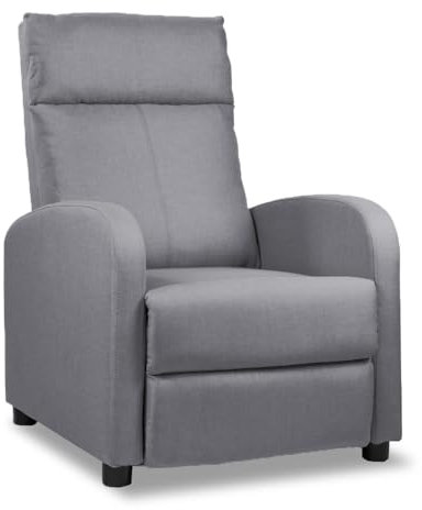 ZZ DON DESCANSO - Poltrona Relax Reclinabile in Tessuto Verona (63x74x105 cm). Poltrona reclinabile compatta fino a 160º con poggiapiedi, apertura Push, 2 posizioni e posizione Zero (Grigio Chiaro)