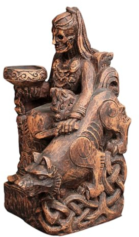 Dryad Design Hel-Statue – nordische Göttin der Unterwelt – Wikinger Heimdekoration (Holz-Finish)