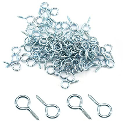 MroMax 100 Stück 2 cm kleine Schraubösen Haken selbstschneidende Schrauben Metall Schraubhaken Ringhaken blau