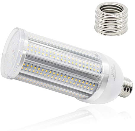 60W Warm White 3500K E26/E27 LED Corn Light Bulb with E39/E40 Adapter LED Light Bulb (1000W Halogen Equivalent), LED Light Bulb for Indoor Garage Warehouse Mall House Porch, etc.