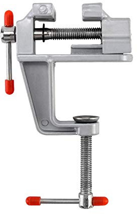 QWORK® Mini Bench vice, Small Vice 35MM, Univeral Vice Clamp Rotate 360° for Small Work, Crafts, Arts, Finishing Jewelry DIY Repair Tools, Aluminum Alloy, 1 Piece