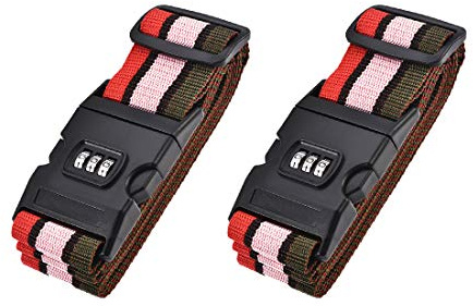 sourcing map 2Stk. Koffergurte Schnalle Zahlenschloss 2Mx5cm Reisezubehör rot rosa dunkelgrün