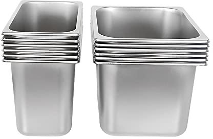 6 Pack 1/3 Gastronorm Pan Stainless Steel | Commercial-Grade Baking Sheets, Oven & Dishwasher Safe Multi-Use Food Containers for BBQ, Catering, Baking (Mirror Finish, GN Standard)(2.56 Depth) (65mm)